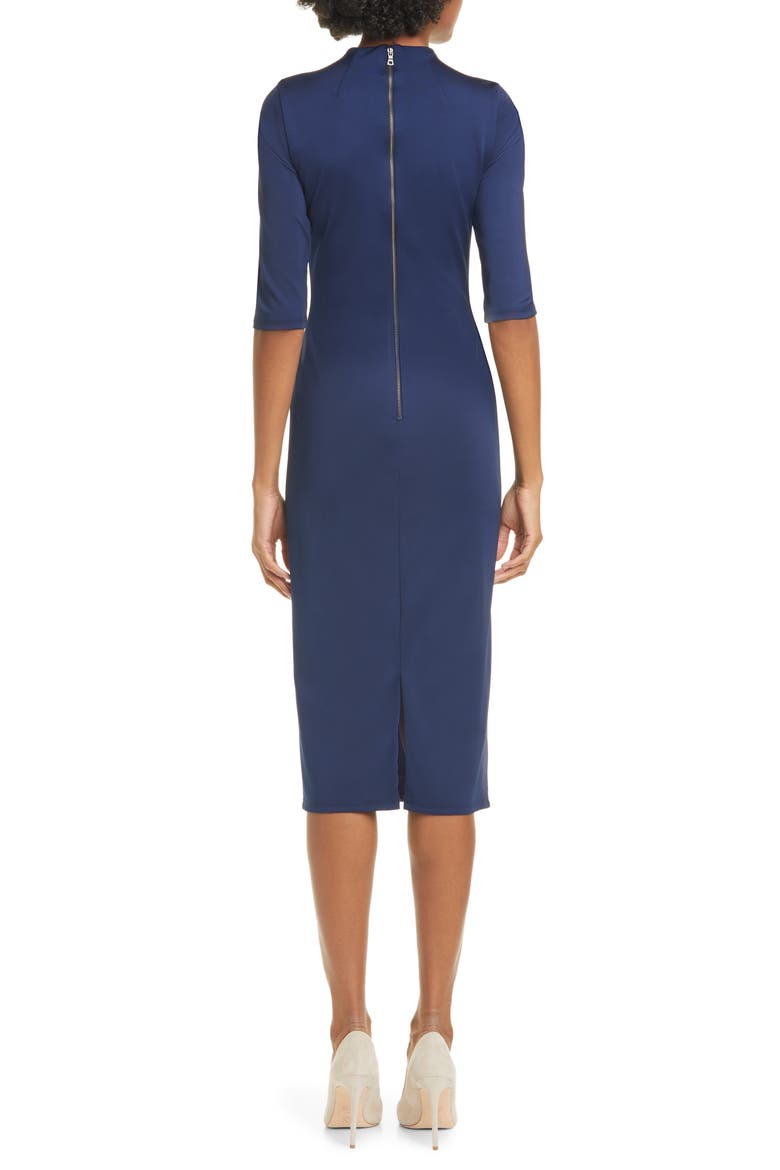 Delora Fitted Mock Neck Dress, Alternate, color, NAVY