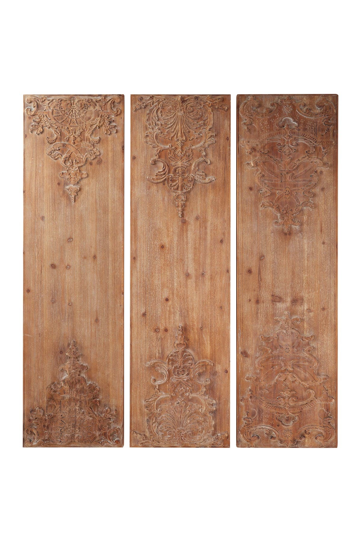 SONOMA SAGE HOME Large Hand-Carved Natural Wood Wall Panels w/ Carvings