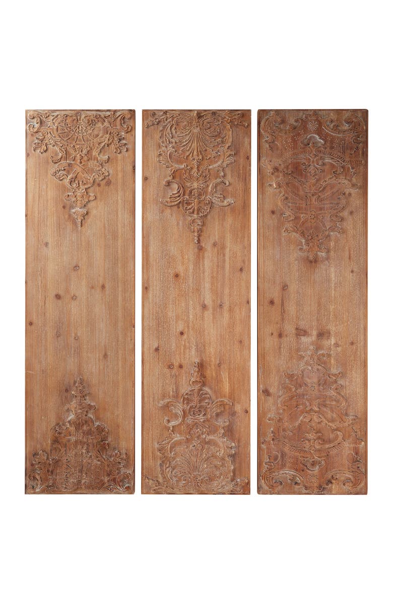 SONOMA SAGE HOME Large Hand-Carved Natural Wood Wall Panels w/ Carvings, Main, color,