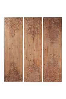 SONOMA SAGE HOME Large Hand-Carved Natural Wood Wall Panels w/ Carvings