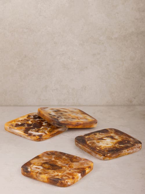 Gauri Kohli Kampai Coasters, Set Of 4 In Brown