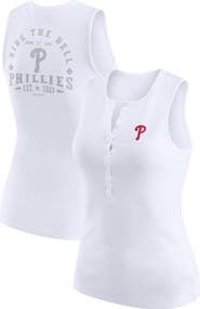 WEAR by Erin Andrews Women's WEAR by Erin Andrews White Philadelphia Phillies Rib-Knit Henley Tank Top