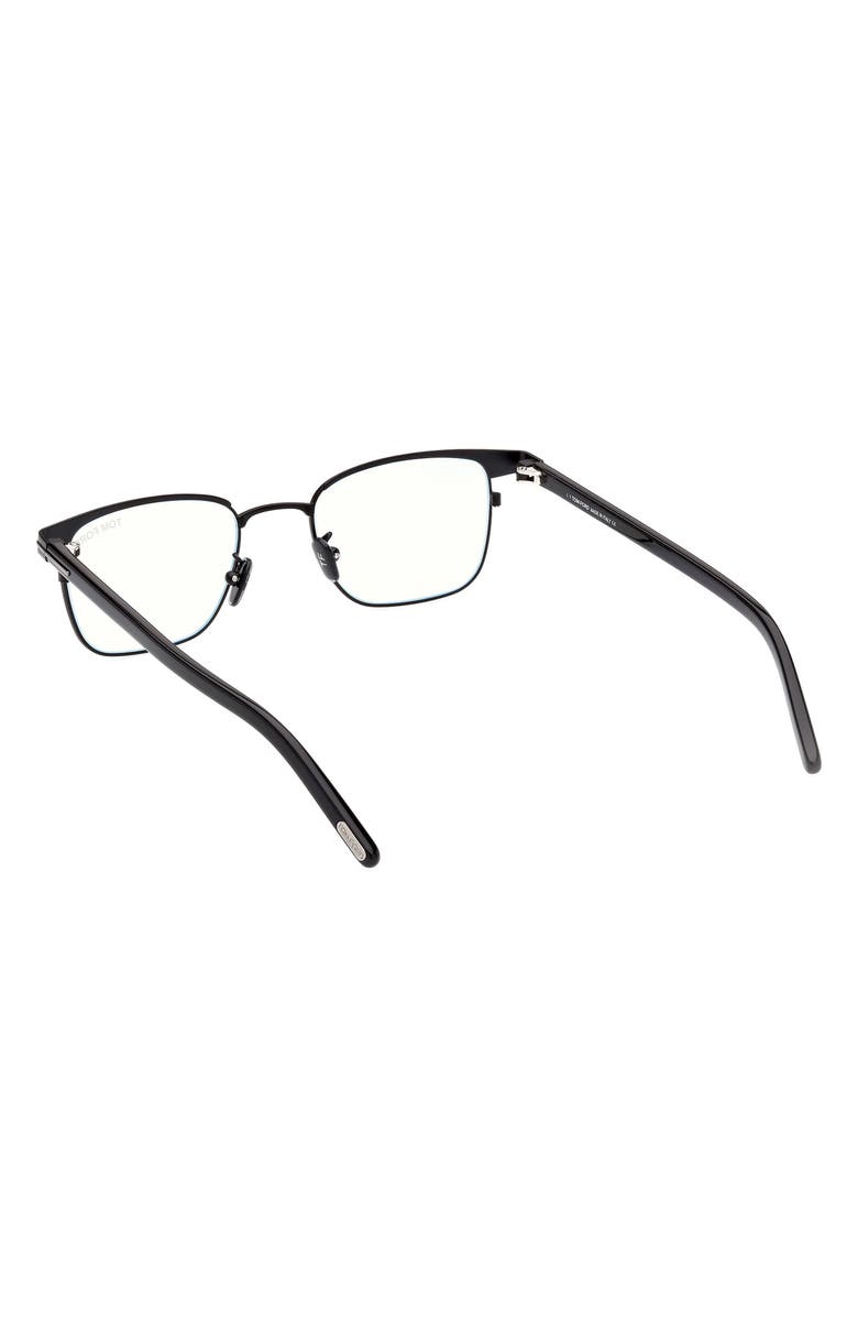 TOM FORD 49mm Small Square Blue Light Blocking Reading Glasses, Alternate, color, 