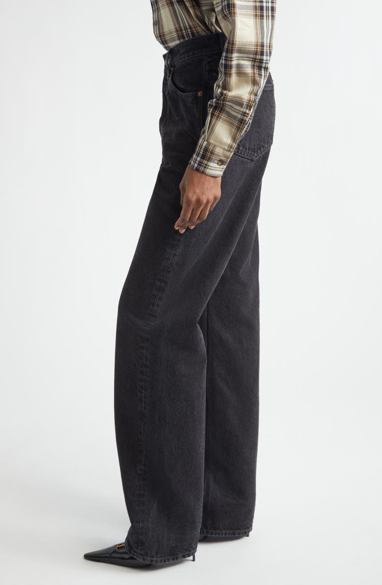 Saint Laurent Tevere V-Waist Baggy Jeans, Alternate, color, 90S French Black