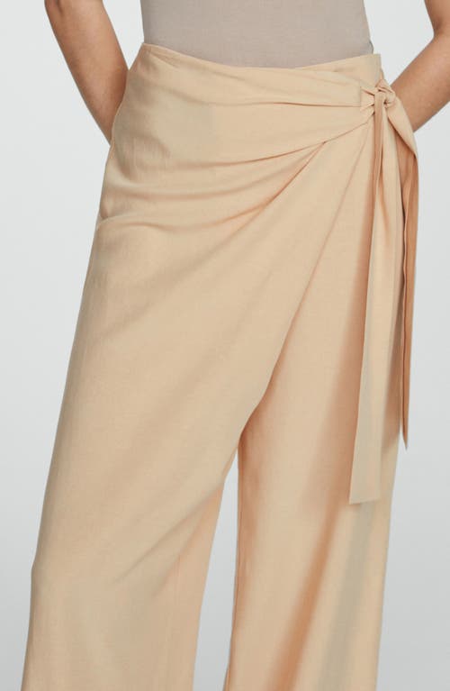 Mango Lyocell Trousers With Knot Detail Beige In Beige