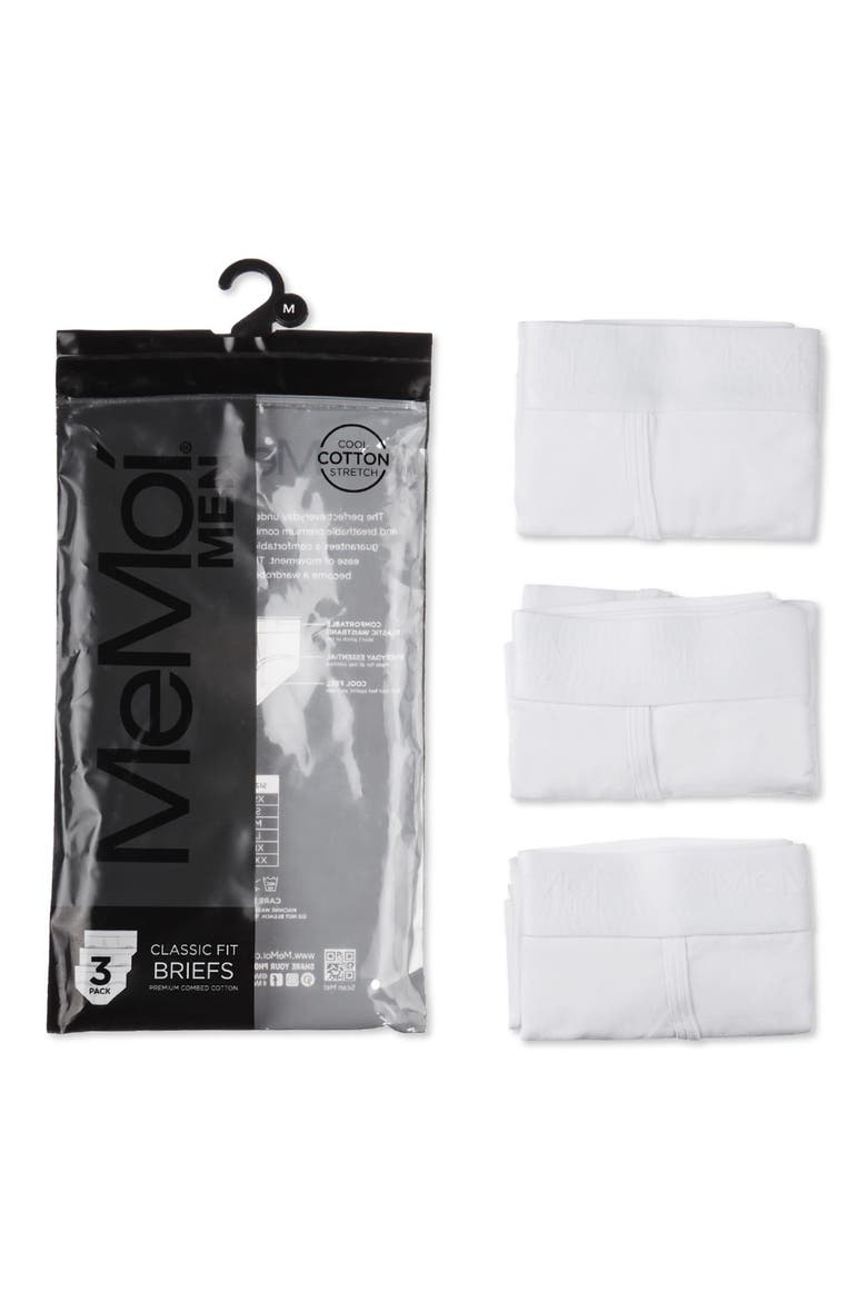 Assorted 3-Pack Cool Stretch Cotton Briefs, Alternate, color, WHITE