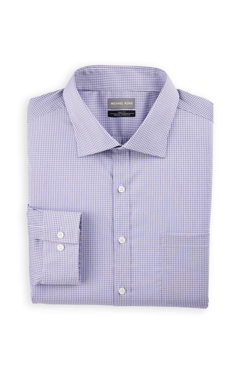 Michael Kors Big & Tall Mini Grid Performance Dress Shirt, Alternate, color, Purple
