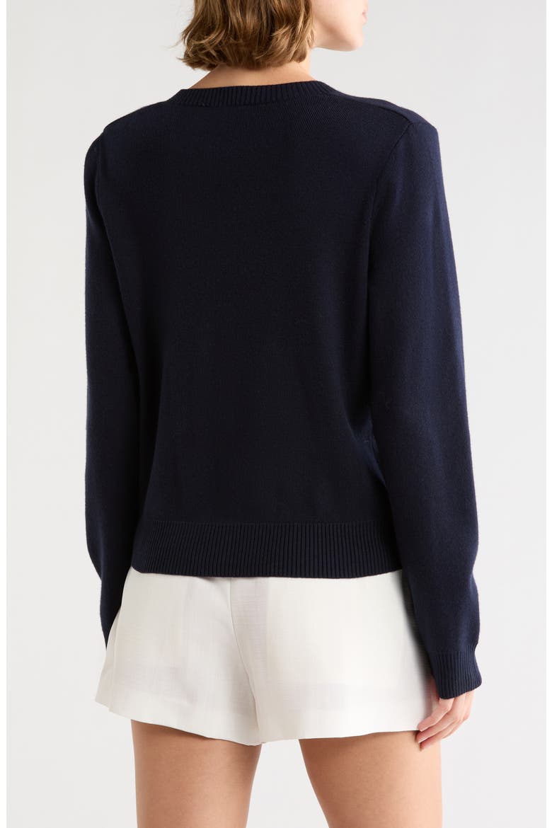 Floral Embroidered Crop Cardigan, Alternate, color, NAVY/ CREAM