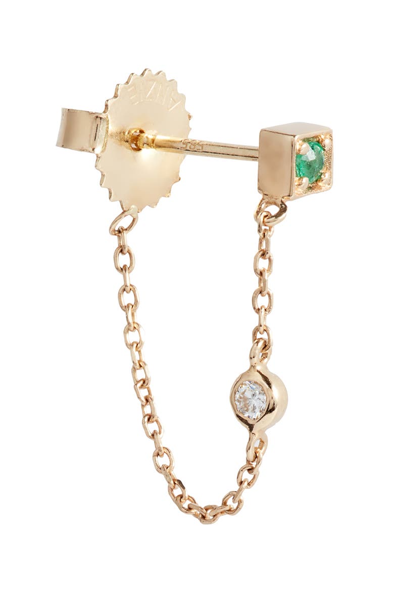 Cléo Emerald & Diamond Front/Back Earrings, Alternate, color, GREEN/ GOLD