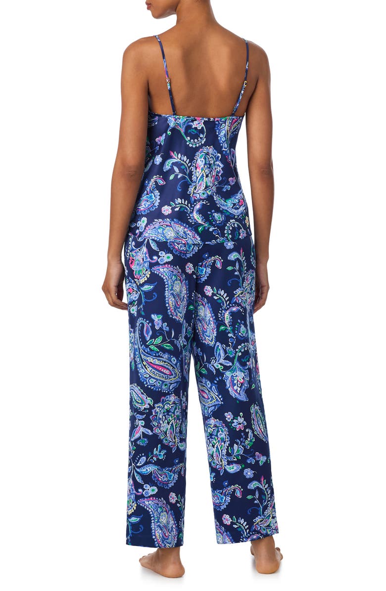 Lauren Ralph Lauren Paisley Satin Camisole Pajamas, Alternate, color, Blue Pais