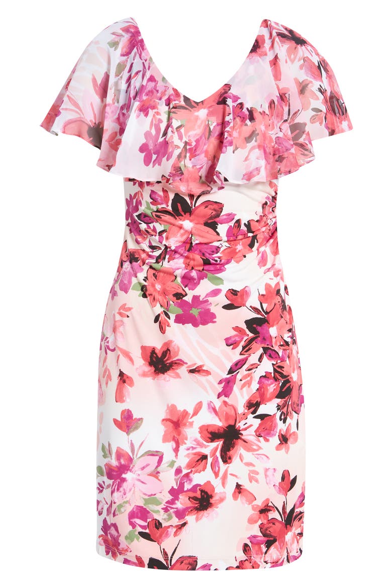 Floral Cape Dress, Main, color, CAMEO