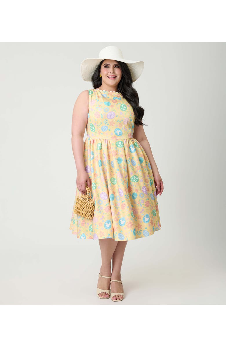 Unique Vintage Plus Size Livvie Swing Dress, Main, color, Yellow Egg Print