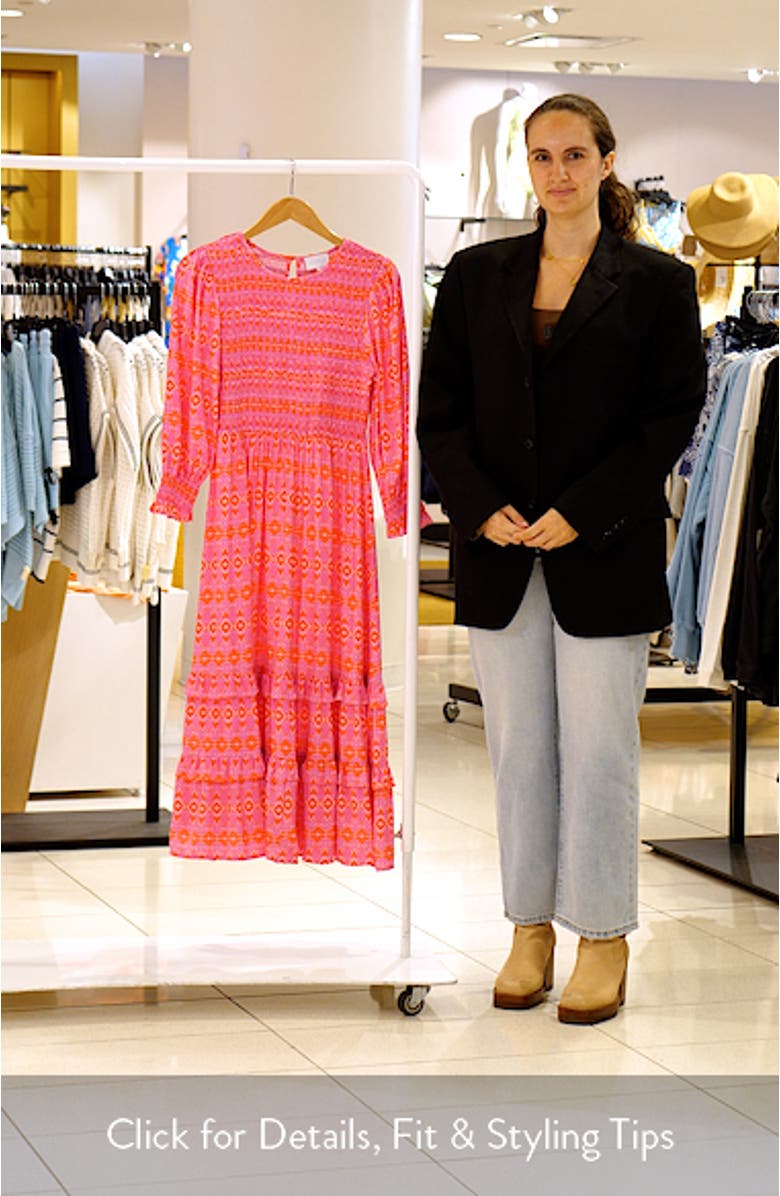 Mirany Ikat Ludlow Smocked Midi Dress, sales video thumbnail