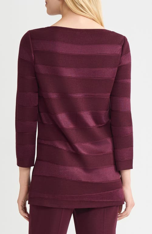 Misook Tonal Stripe Tunic In Red