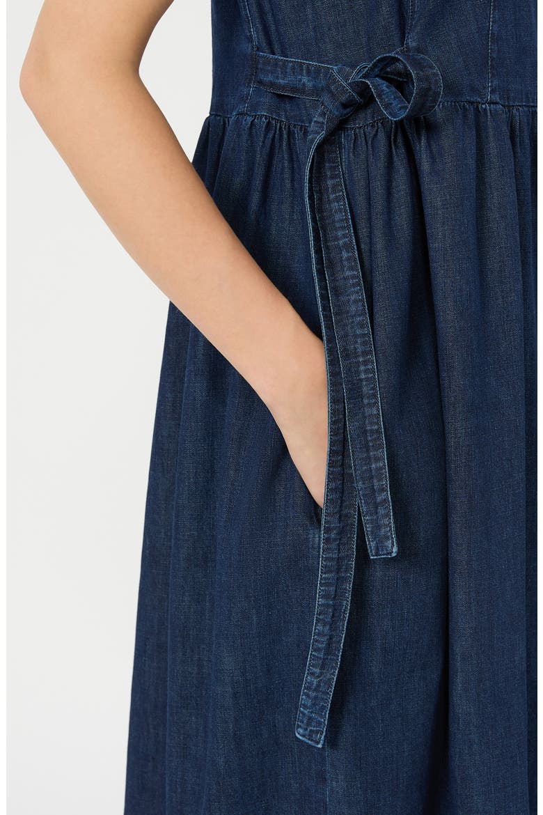 Sleeveless Cotton Denim Dress, Alternate, color, NAVY