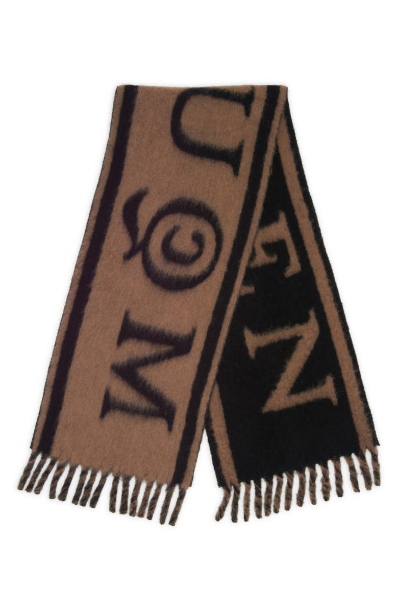 McQueen Reversible Alpaca & Wool Blend Scarf, Main, color, Black/ Camel