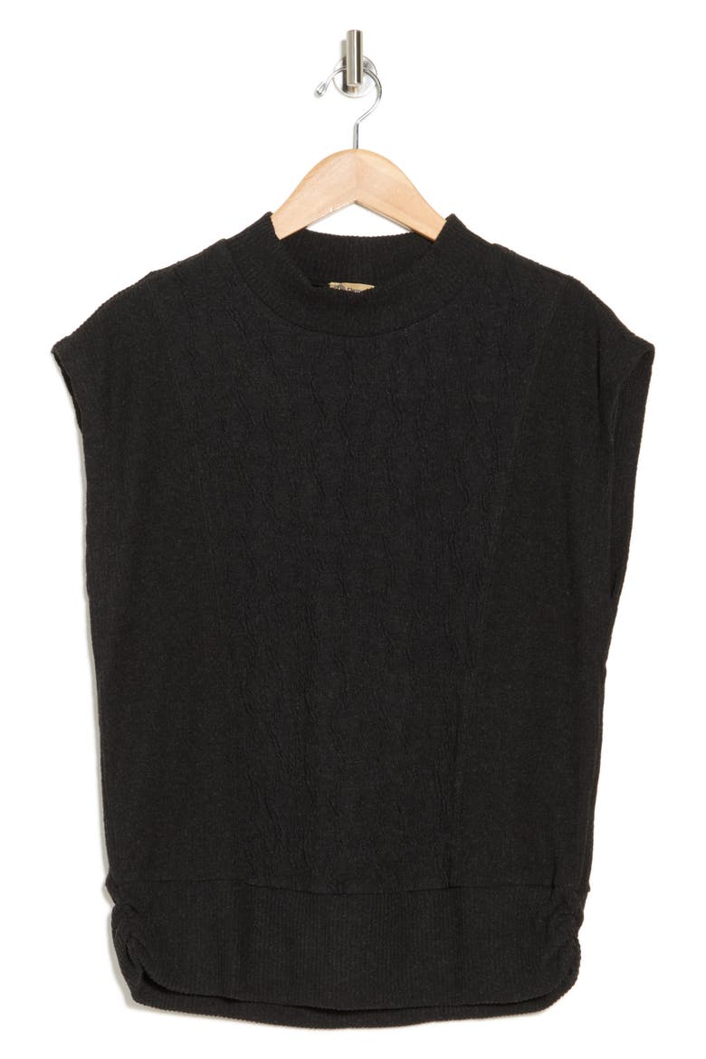 Cable Stitch Sleeveless Sweater, Alternate, color, HEATHER BLACK