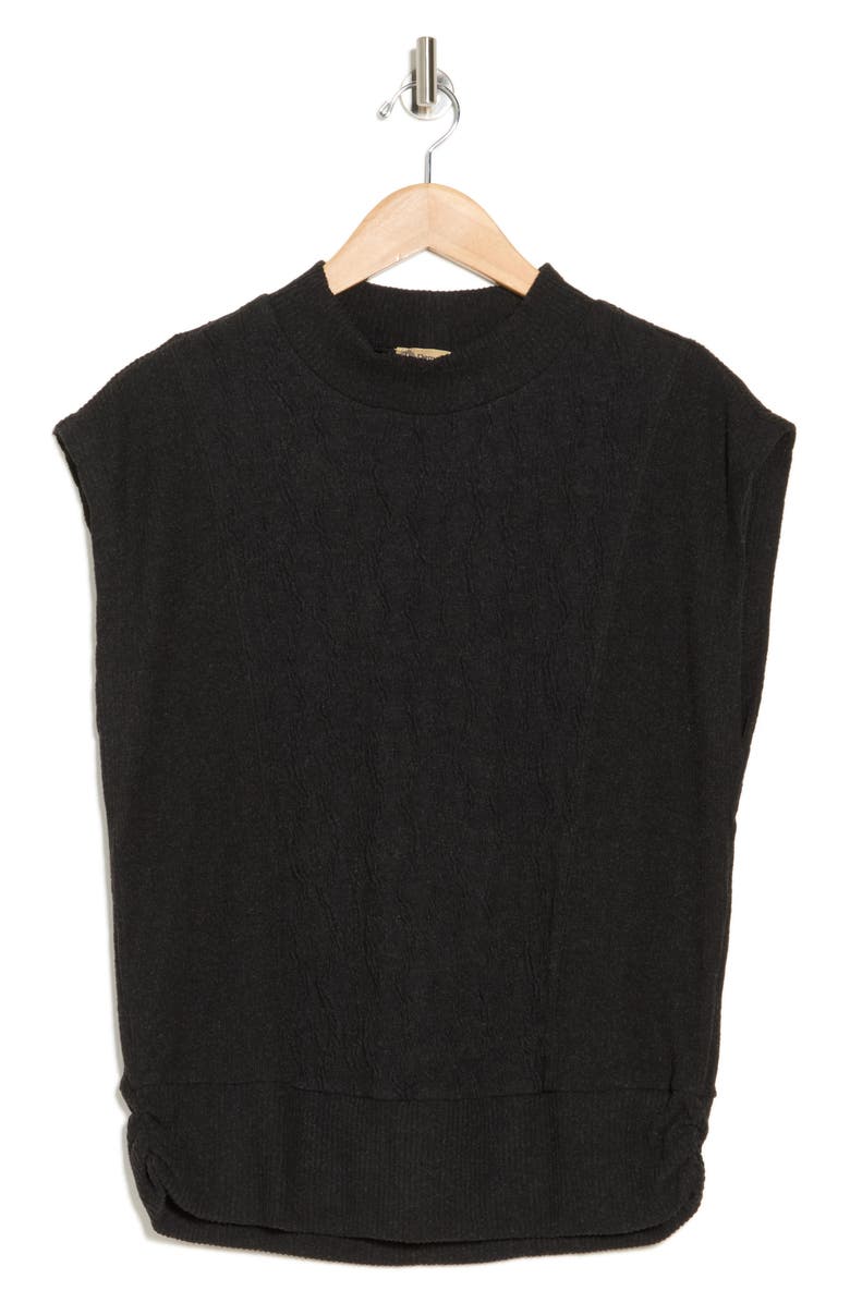 Democracy Cable Stitch Sleeveless Sweater, Alternate, color, Heather Black