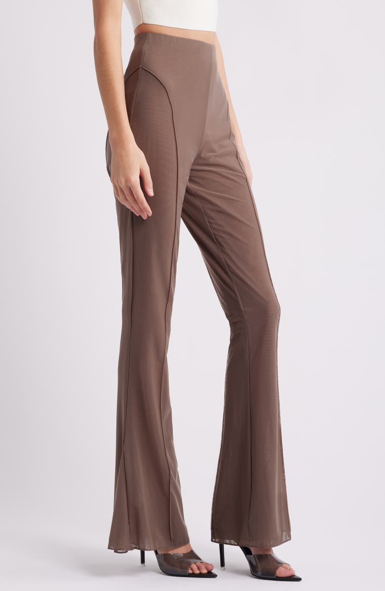 Mistress Rocks Flared Mesh Pants, Alternate, color, Dusty Brown