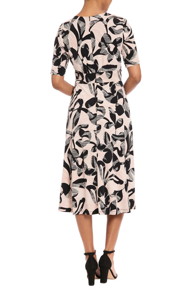 Short Sleeve Inset Waist Midi Dress, Alternate, color, BLACK/ TAN