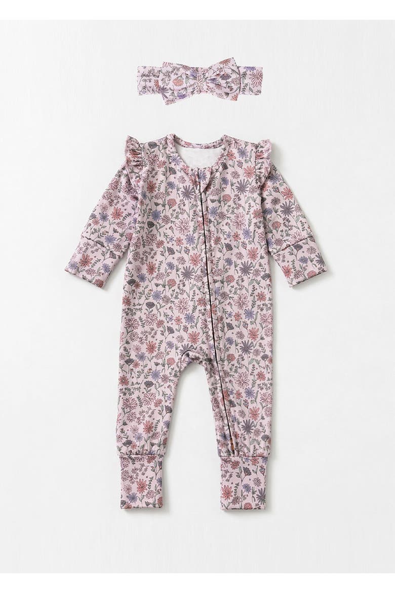 Soft Meadow Long Sleeve Floral Print with Matching Headband, Alternate, color, Purple