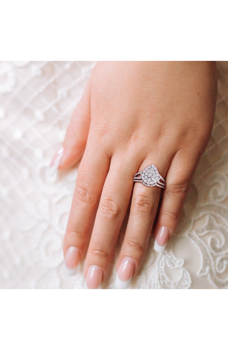 Julianna B. Diamond Cluster Vintage Bridal Ring Set, Alternate, color, Sterling Silver