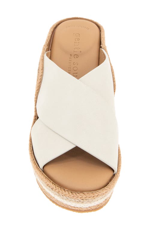 Gentle Souls By Kenneth Cole Porto Espadrille Platform Wedge Slide Sandal In Stone Nubuck