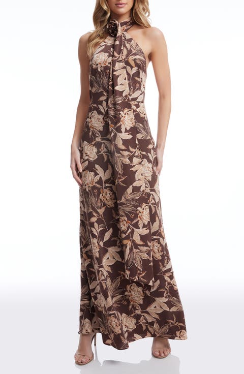 Olivia Floral Halter Neck Gown