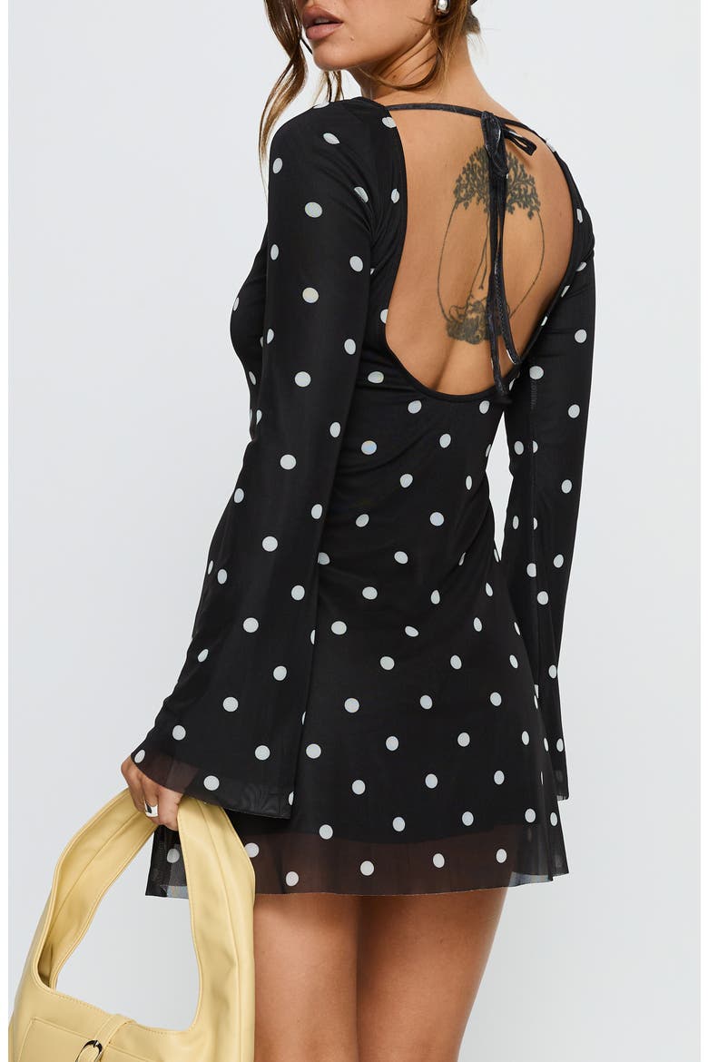 Lukea Polka Dot Long Sleeve Mesh Minidress, Alternate, color, BLACK POLKA DOT