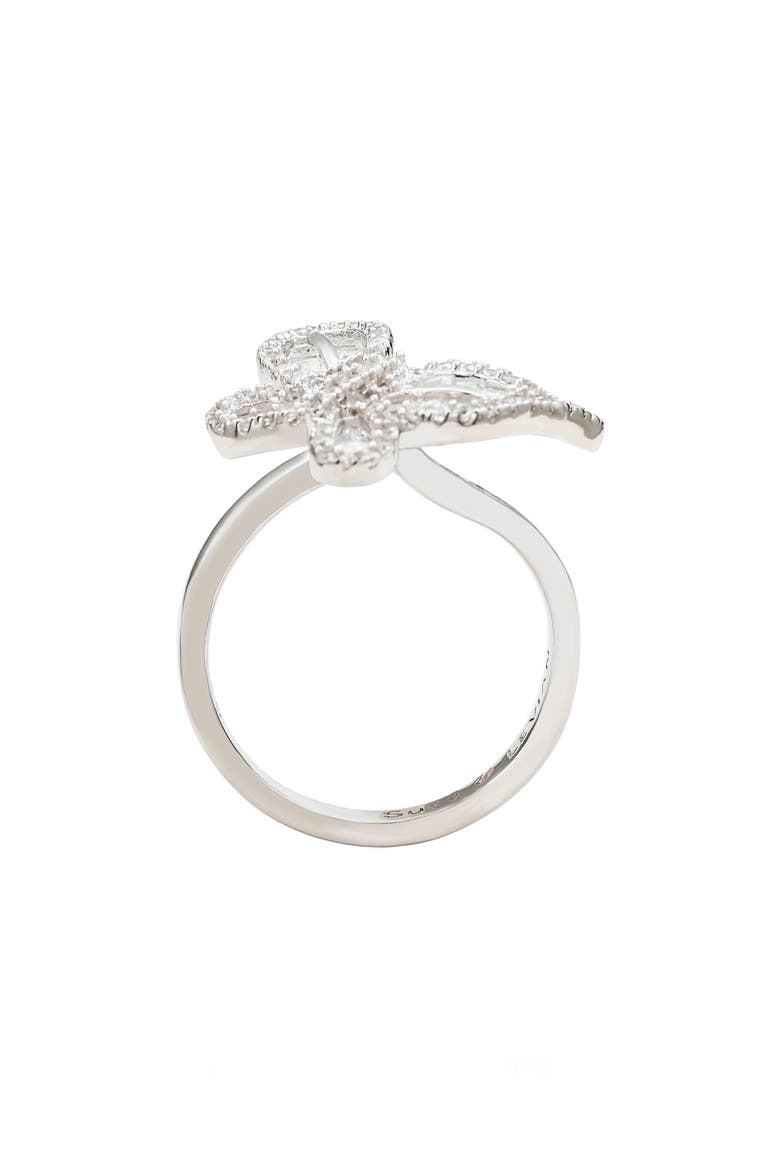 Sterling Silver CZ Double Butterfly Ring, Alternate, color, WHITE