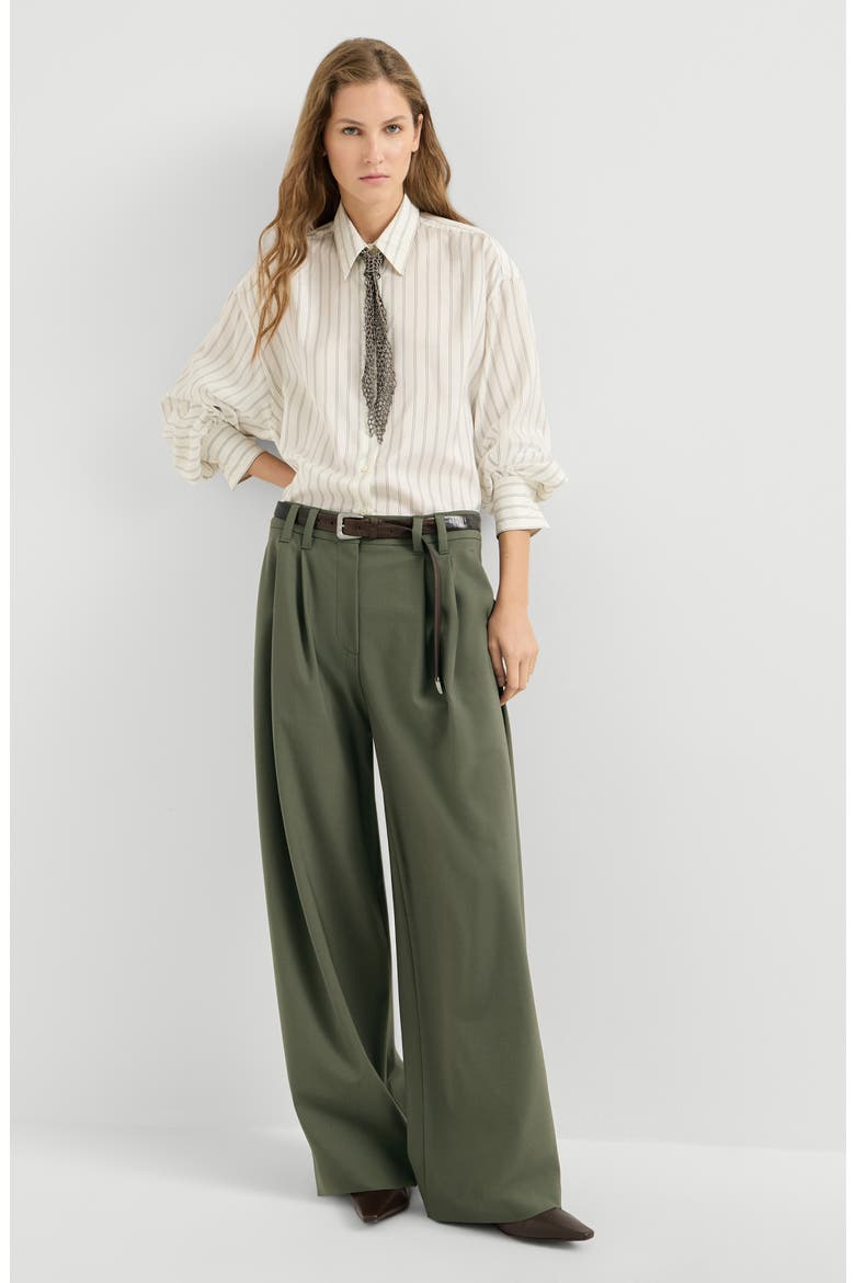 Tropical luxury wool tailored trousers with monili, Alternate, color, Green