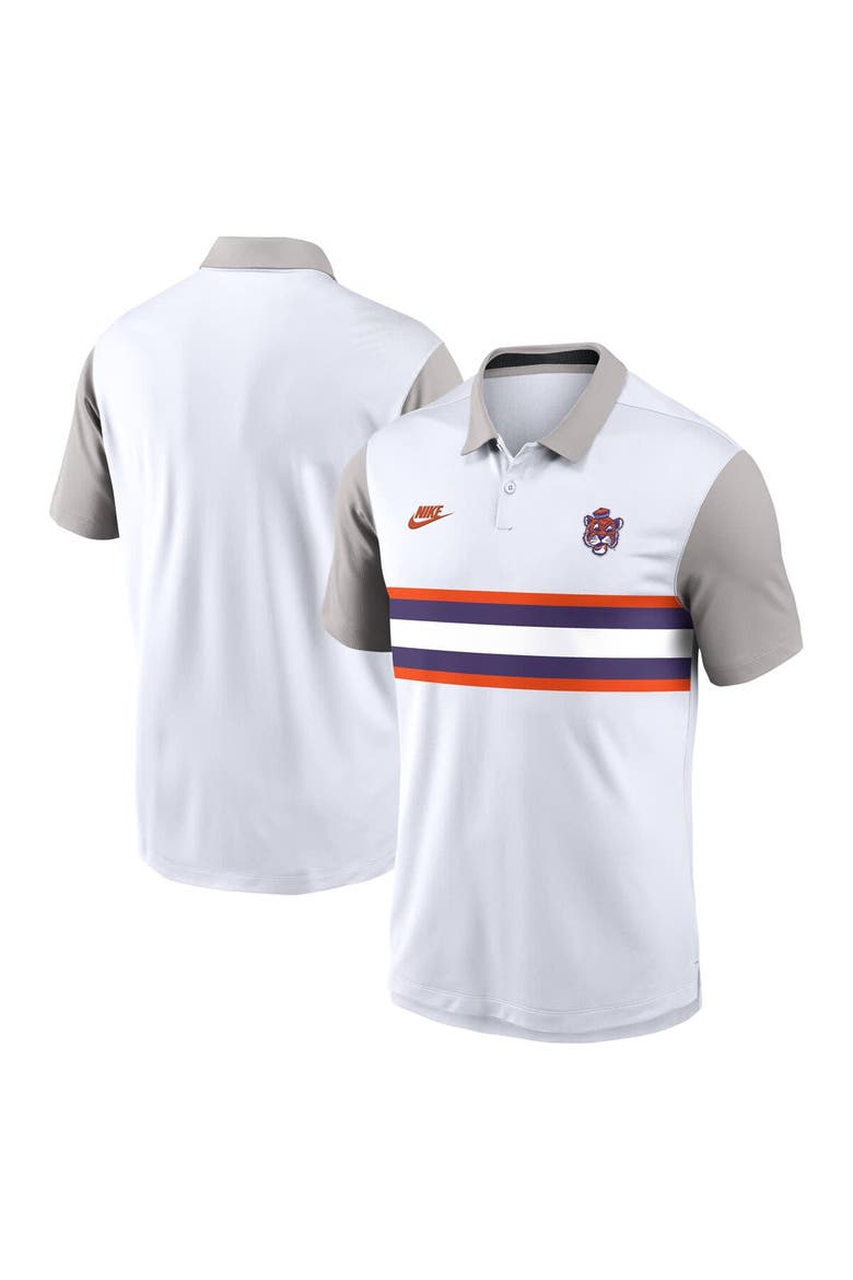 Men's Nike White/Gray Clemson Tigers Athletic Prep Legacy Logo Vapor Performance Polo, Main, color, White