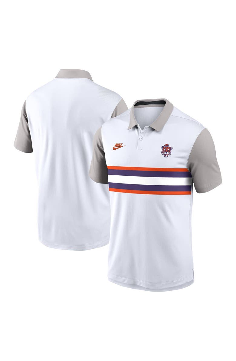 Nike Men's Nike White/Gray Clemson Tigers Athletic Prep Legacy Logo Vapor Performance Polo, Main, color, White