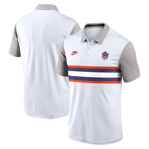 Men's Nike White/Gray Clemson Tigers Athletic Prep Legacy Logo Vapor Performance Polo