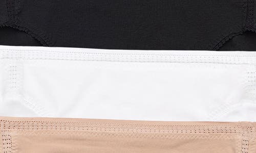 On Gossamer Cabana Cotton Assorted 3-pack High Cut Briefs In Black/white/champagne