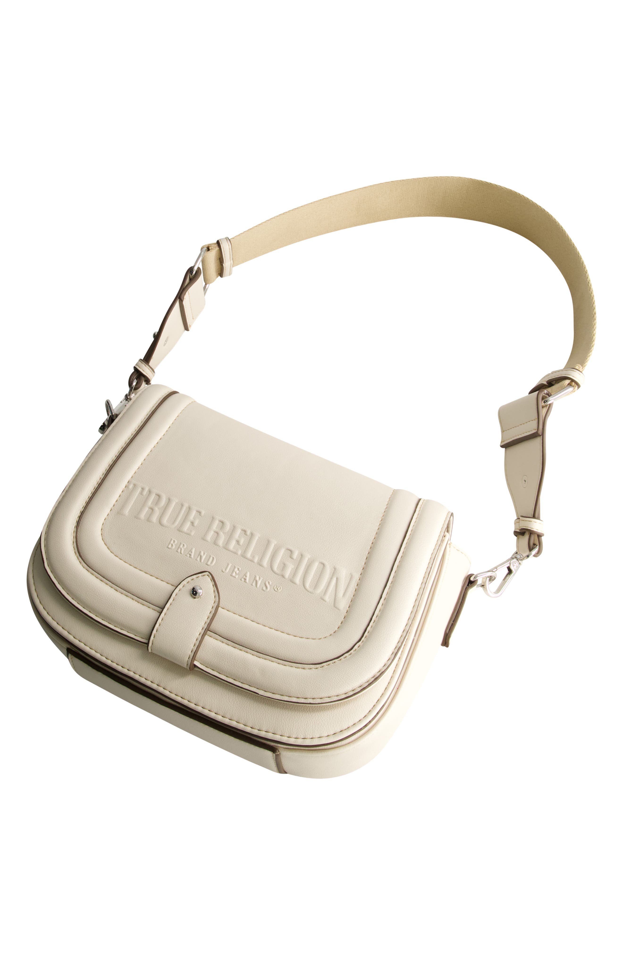 True Religion Bombe Saddle Crossbody Bag, Alternate, color, Cream