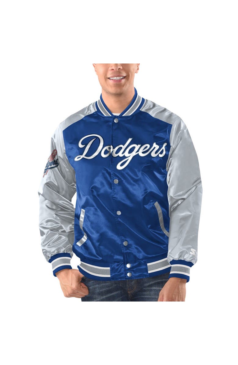 STARTER Men's Starter Royal/White Los Angeles Dodgers Varsity Satin Full-Snap Jacket, Main, color, 