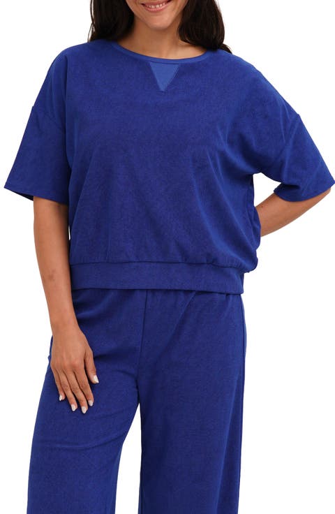Terry V-Insert Short Sleeve Top