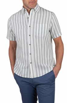 Tailor Vintage Stripe Short Sleeve Linen Button-Down Shirt
