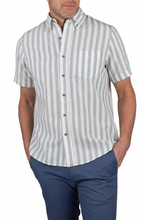 Tailor Vintage Stripe Short Sleeve Linen Button-Down Shirt
