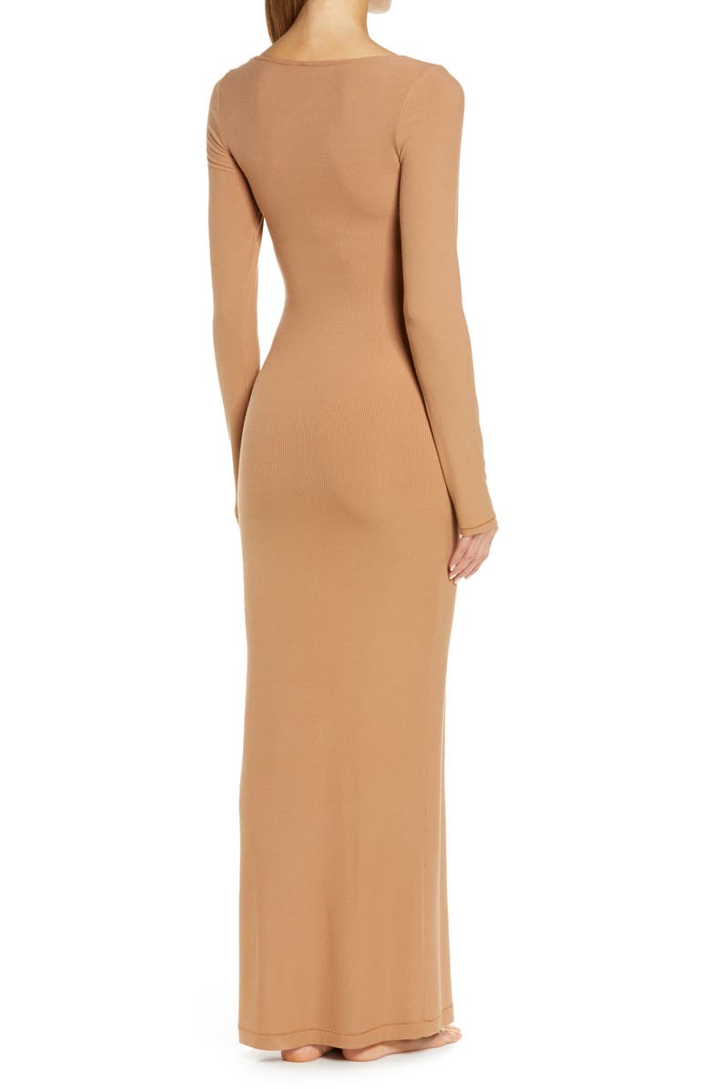 SKIMS Soft Lounge Long Sleeve Dress, Alternate, color, Camel