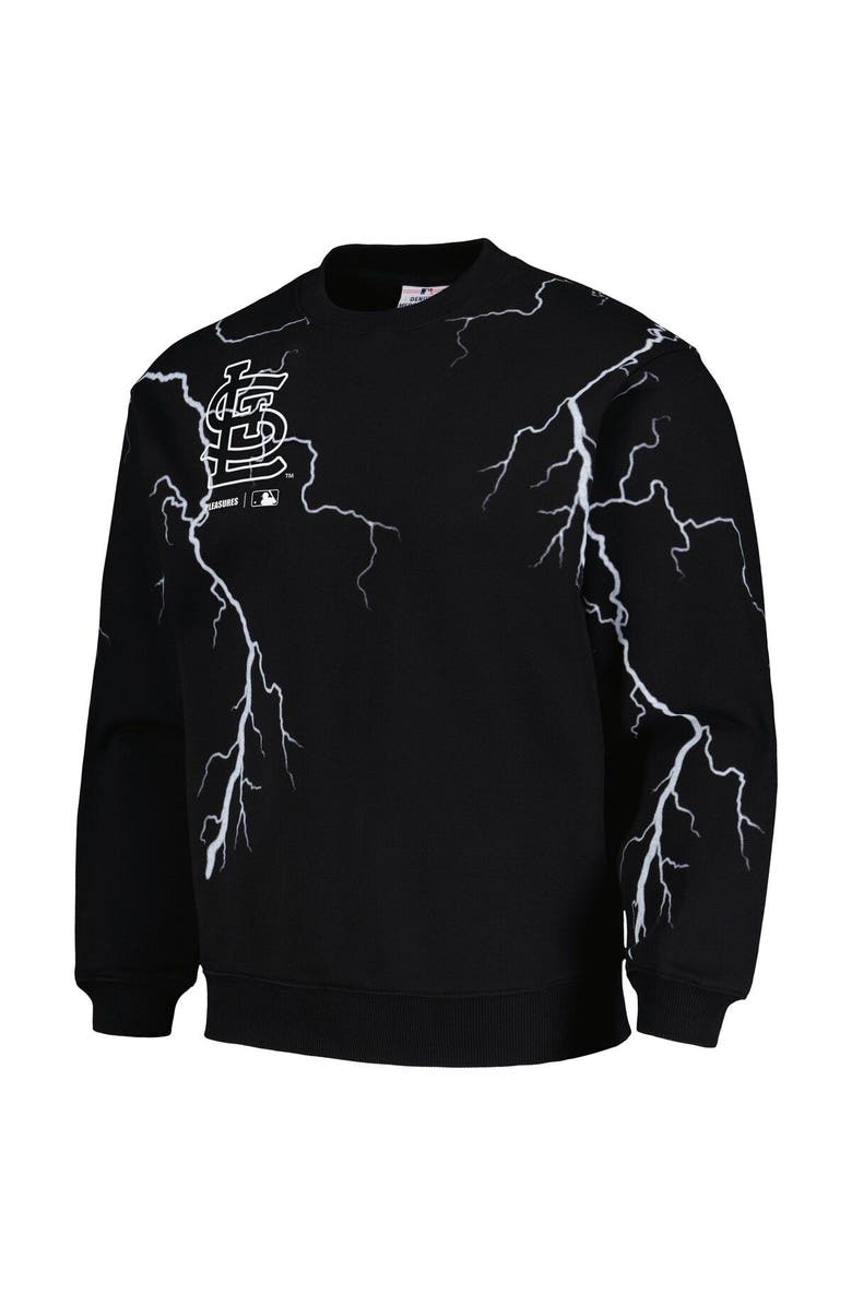 PLEASURES Men's PLEASURES  Black St. Louis Cardinals Lightning Crewneck Pullover Sweatshirt, Alternate, color, Black