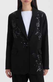 NVLT Sequin Embellished Single Button Blazer