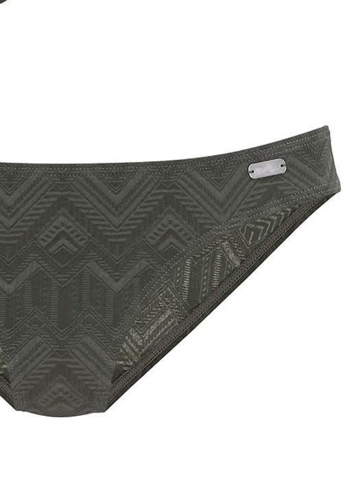 Lascana Textured Classic Bikini Bottom In Green