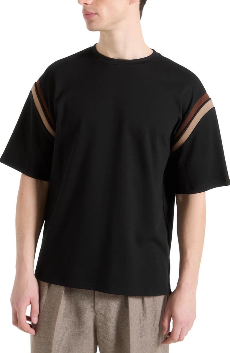 Manière De Voir Georges Varsity Cotton T-Shirt, Alternate, color, Black