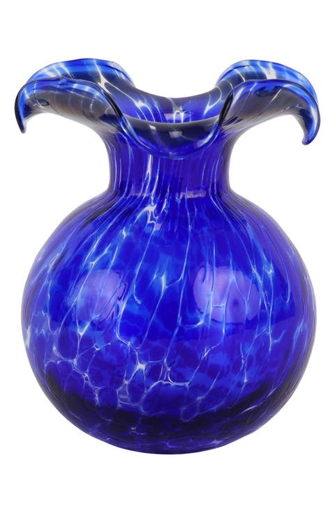 Hibiscus Glass Cobalt Tortoiseshell Bud Vase