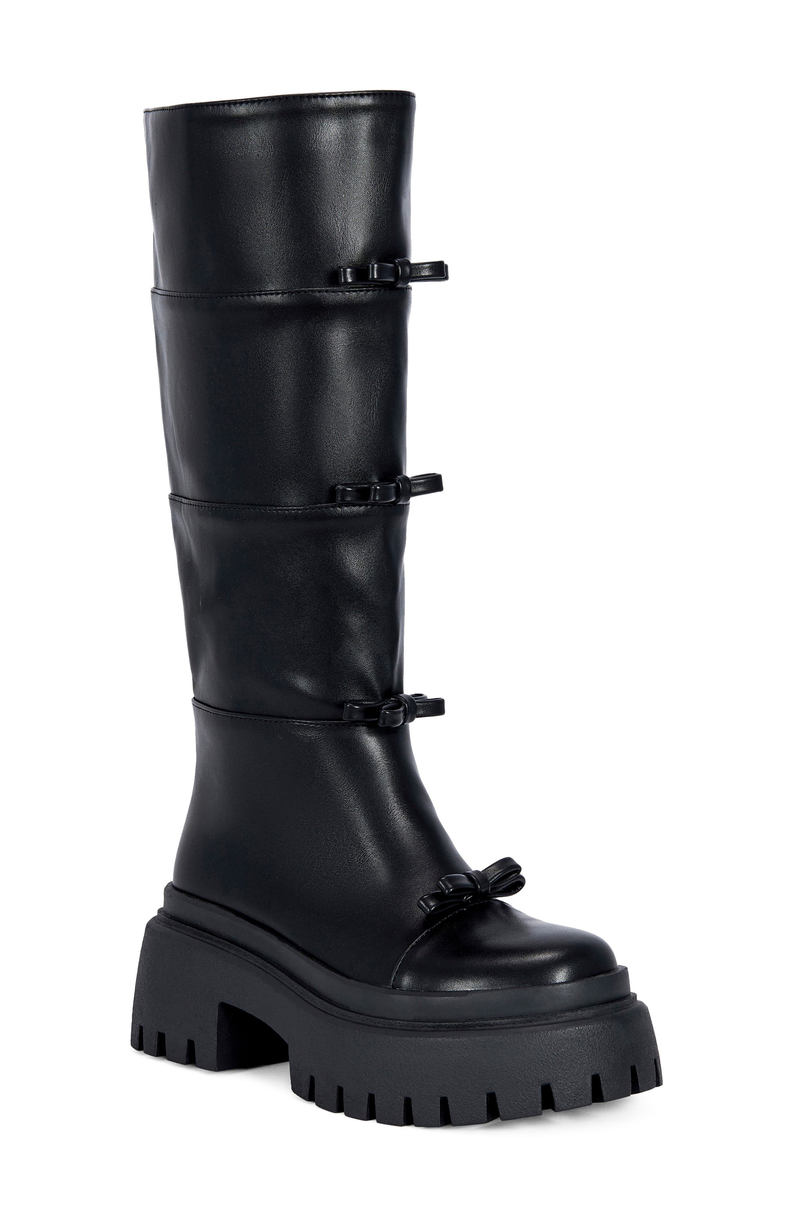 Marguerite Faux Leather Knee High Boot, Main, color, BLACK
