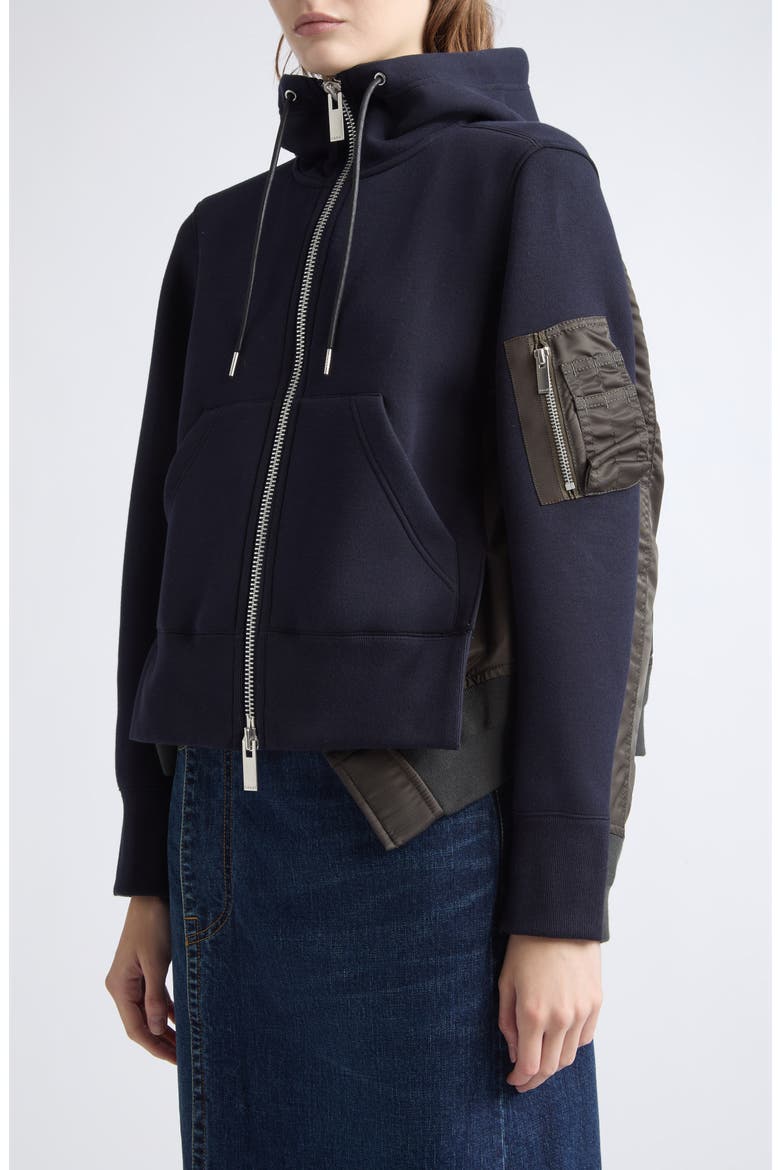 Sponge Sweat Full Zip Hoodie, Alternate, color, NAVY/ DARK KHAKI