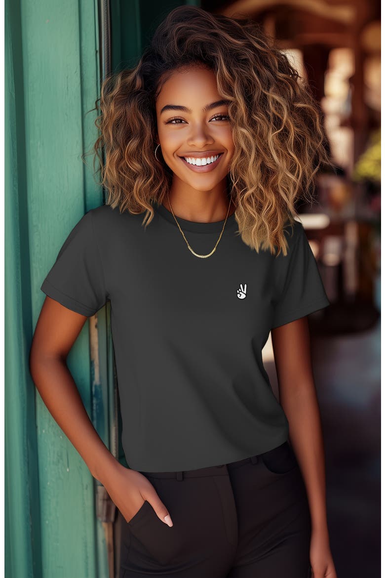 Womens Peace Sign Jersey Relaxed Tee, Alternate, color, Dark Gray