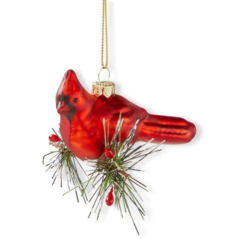 Vintage Red Cardinal Glass Ornament for Christmas Tree